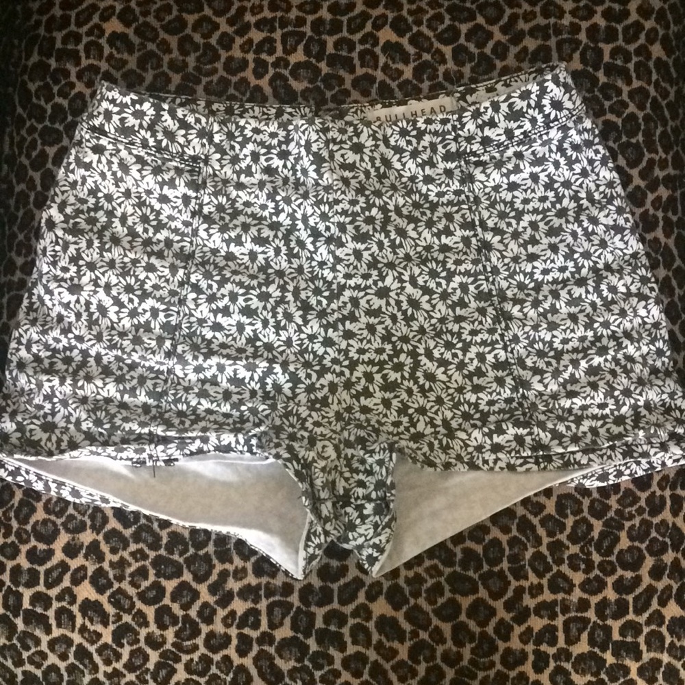 Floral black and white shorts